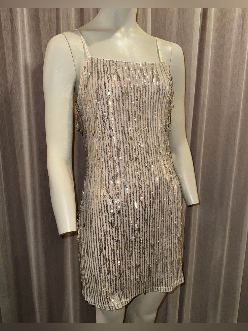 Trixxi Champagne Sequin Mini Dress